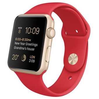 Apple Watch Sport 42mm, Gold Aluminium Case w/ Red Sports Band