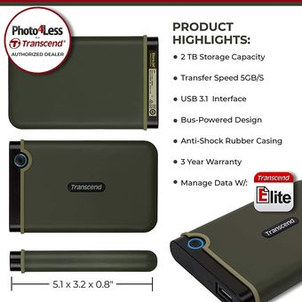 Transcend StoreJet 25M3 2.5" HDD, 2TB