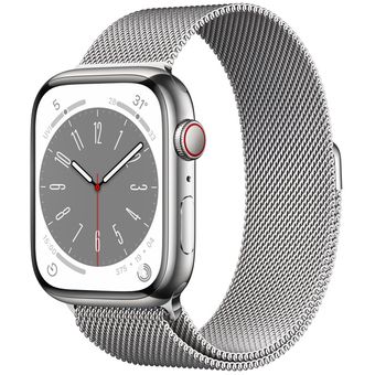 Apple Watch Series 8 (45mm, GPS + Cellular) - Stainless Steel Case with Milanese Loop