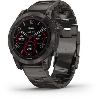 Garmin Fenix 7  Sapphire Solar - 47mm, Carbon Grey DLC Titanium with Carbon Grey DLC Vented Titanium Band