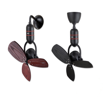 Deka Duo Series MS20, 20" Wall Mount Ceiling Fan, Black & Wooden