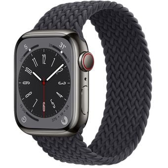 Apple Watch Series 8 (45mm, GPS + Cellular) - Graphite Stainless Steel Case with Braided Solo Loop