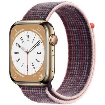 Apple Watch Series 8 (45mm, GPS + Cellular) - Stainless Steel Case with Sport Loop