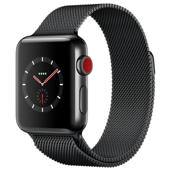 Apple Watch Series 3 (GPS + Cellular) - 38mm, Space Black Stainless Steel Case w/ Space Black Steel Woven Band