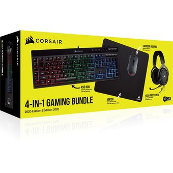 CORSAIR 4-in-1 Gaming Bundle K55 RGB Gaming Keyboard + HS50 Stereo Headset + Harpoon RGB Pro Mouse + MM100 Mousepad