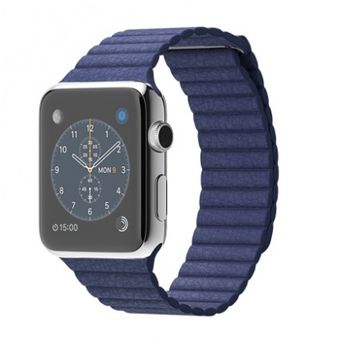 Apple Watch 42mm, Stainless Steel Case w/ Blue Leather Band