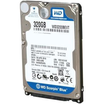 Western Digital WD Scorpio Blue 2.5" PC HDD, 320GB / 16MB Cache