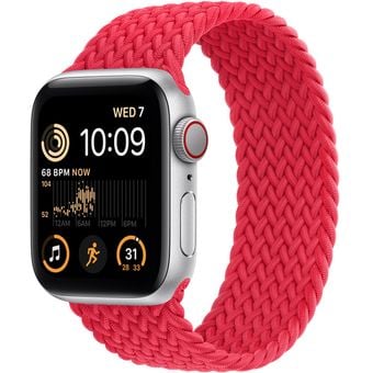 Apple Watch SE 2022 (40mm, GPS + Cellular) - Silver Aluminum Case with Braided Solo Loop