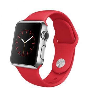 Apple Watch 38mm, Stainless Steel Case w/ Red Sports Band