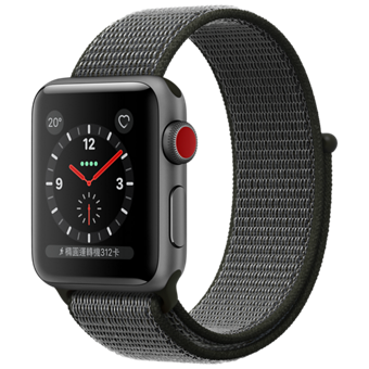 Apple Watch Series 3 (GPS + Cellular) - 38mm, Space GrayAluminium Case w/ Olive Sports Band 