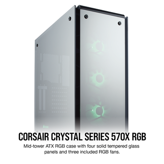 Corsair Crystal 570X RGB Mirror Black Tempered Glass, Premium ATX Mid-Tower Case