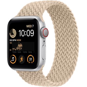 Apple Watch SE 2022 (40mm, GPS + Cellular) - Silver Aluminum Case with Braided Solo Loop