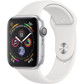 Apple Watch Series 4 (GPS + Cellular) - 44mm, Silver Aluminium Case w/ White Sports Band