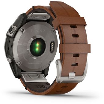 Garmin Fenix 7  Sapphire Solar - 47mm, Titanium with Chestnut Leather Band