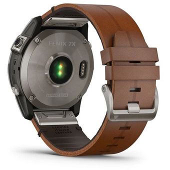 Garmin Fenix 7X Sapphire Solar - 51mm, Titanium with Chestnut Leather Band