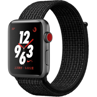 Apple Watch Nike+ Series 3 (GPS + Cellular) - 42mm, Space Gray Aluminium Case w/ Black Sports Band 
