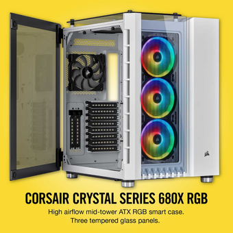 Corsair Crystal Series 680X RGB ATX High Airflow Tempered Glass Smart Case - White