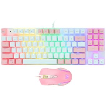 Onikuma G26 + CW905 Wired Gaming Keyboard Mouse Set (White Pink)