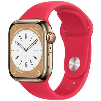 Apple Watch Series 8 (41mm, GPS + Cellular) - Stainless Steel Case with Sport Band