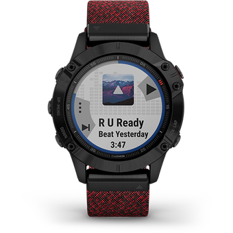 Garmin Fenix 6 (Sapphire - Black DLC with Heathered Red Nylon)