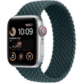 Apple Watch SE 2022 (40mm, GPS + Cellular) - Silver Aluminum Case with Braided Solo Loop