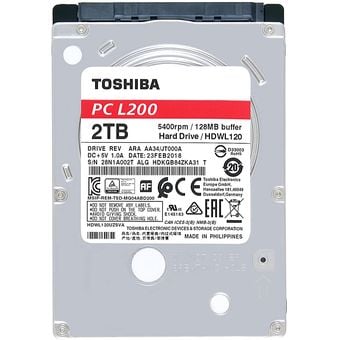 Toshiba L200 Laptop PC 2.5" SATA Hard Drive, 2TB [HDWL120UZSVA]